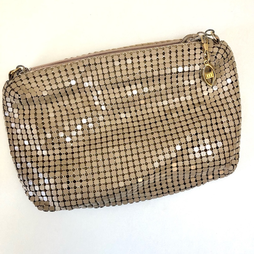 Vintage evening bag. Elegant Beige sequin purse
